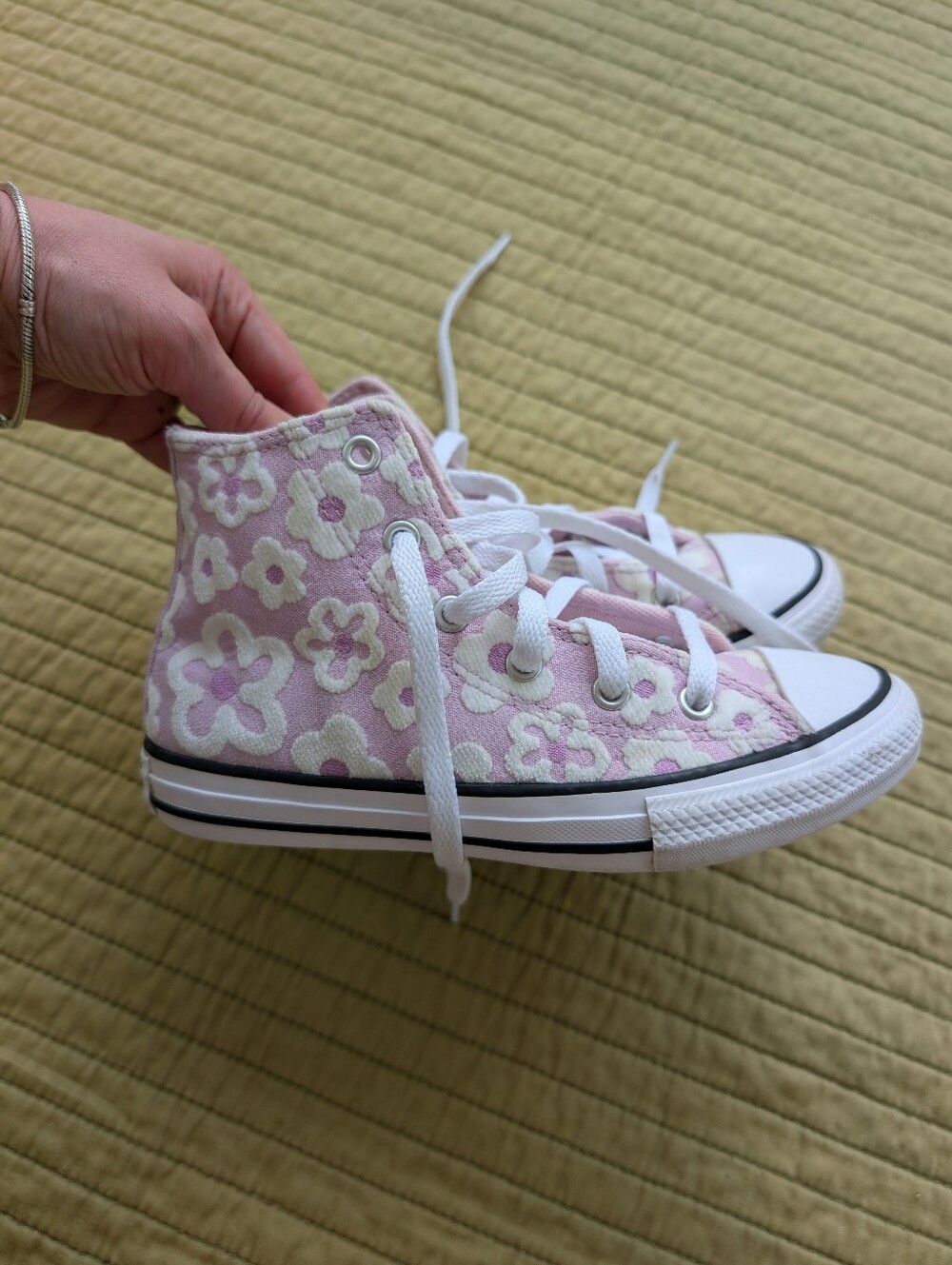 Converse Chuck Taylor All Star Pink Floral High Top Sneakers Youth Size 1